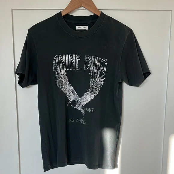 Anine Bing Black Short Sleeve Graphic Tee - Picture 1 of 2